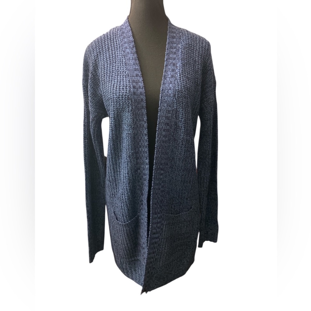 Love Blue Cardigan Sweater V-Neck Ribbed GUC M